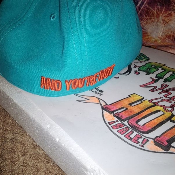 🔥🔥 "Sorry I'm Fresh and You're Not" Cap, New Era, 7 3/8", Sea Green w Orange🔥 - Picture 2 of 4